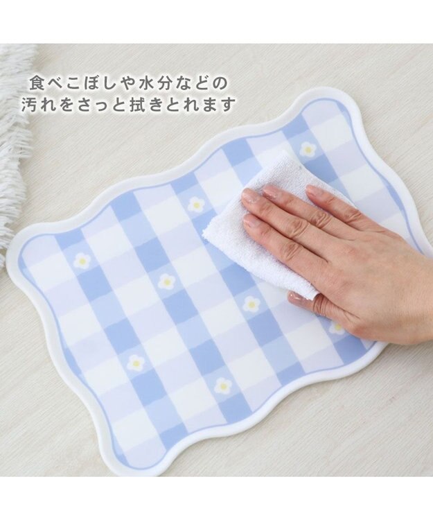 PET PARADISE ペットパラダイス 猫 シリコンマット 《花柄》 ホワイト×ブルー