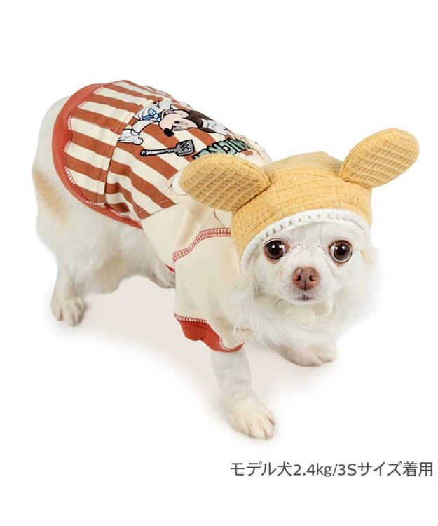 PET PARADISE ディズニー ミッキーマウス エプロン パーカー 小型犬 ホワイト×レッド