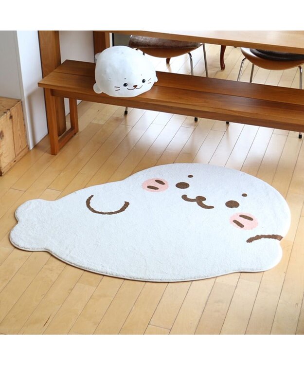 Mother garden しろたん ダイカット フロアラグ Lサイズ 100×130cm -