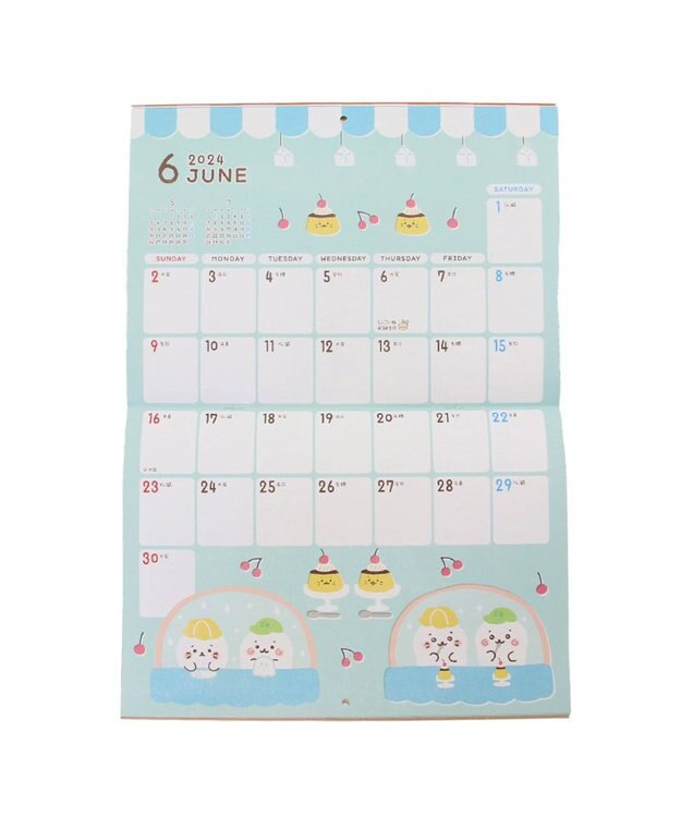 Mother garden しろたん 2024年 壁掛けカレンダー 《シロタン喫茶柄》 A4サイズ 壁掛けカレンダー