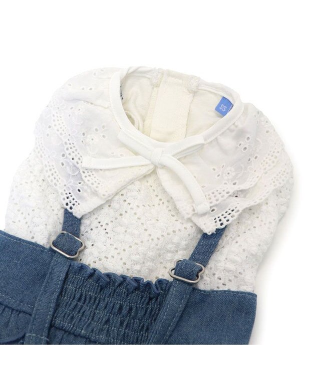 PET PARADISE ペットパラダイス レース襟 スカートつなぎ 小型犬　 ホワイト×ネイビー