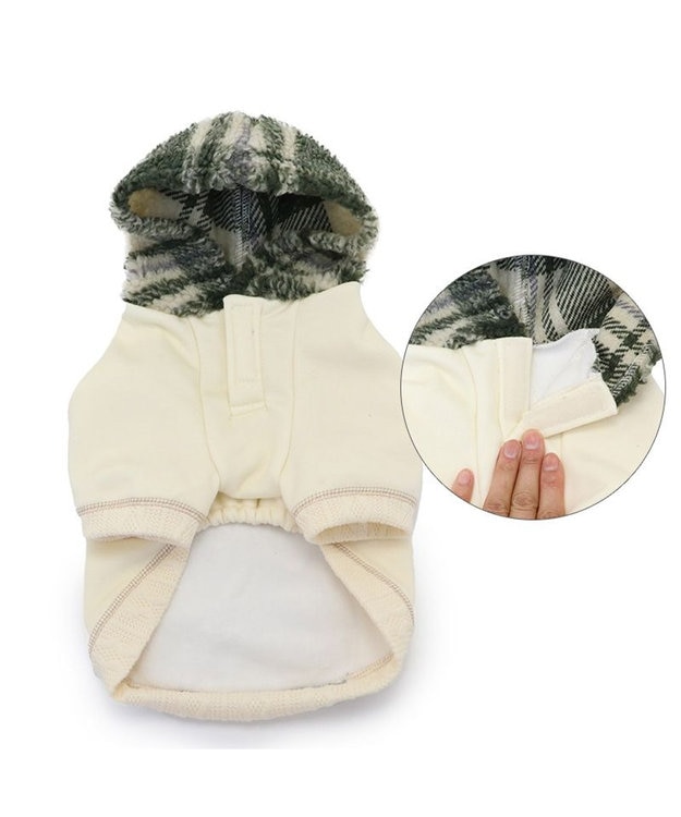 PET PARADISE ペットパラダイス ポケット付きトレーナー 《デニムチェック柄》 小型犬 ホワイト