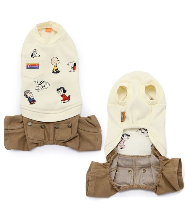 PET PARADISE スヌーピー パンツ つなぎ 《刺繍 ホワイト グレー》【小型犬】 白~オフホワイト