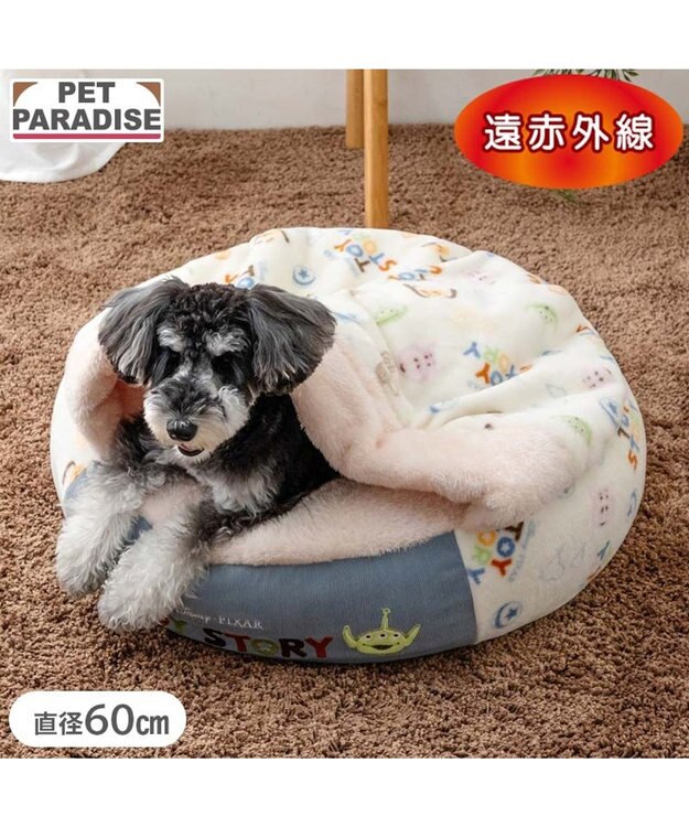 PET PARADISE ディズニー トイ・ストーリー 遠赤外線 ボア 丸型寝袋 《総柄》 ホワイト