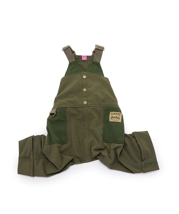 PET PARADISE ペットパラダイス オーバーオール ミリタリ カーキ 【小型犬】 カーキ