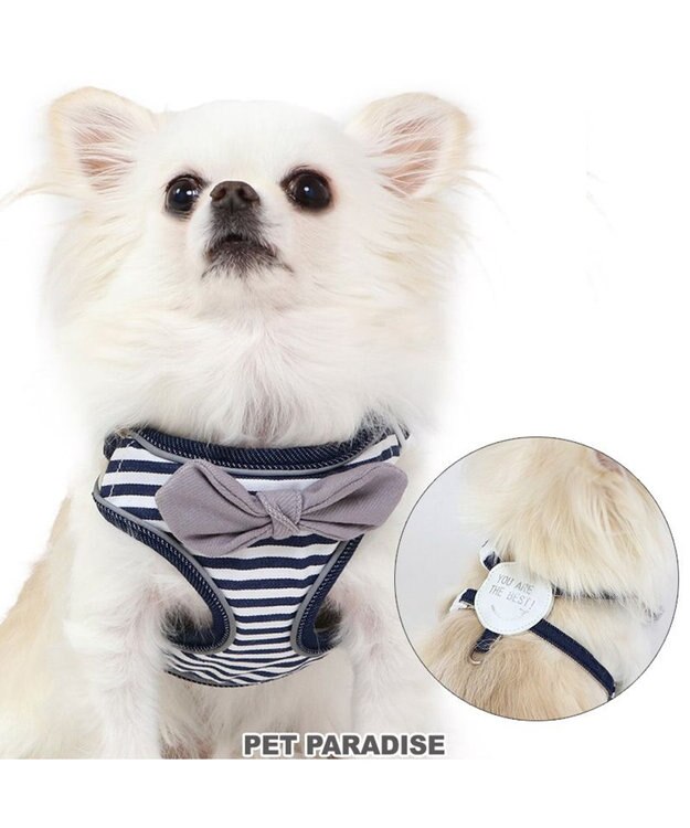 PET PARADISE 犬 ハーネス ボーダー 【ＳＳ】 紺（ネイビー・インディゴ）