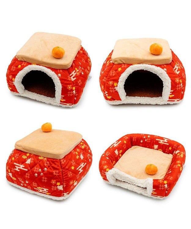 PET PARADISE ペットパラダイス こたつ ハウス 《千鳥柄》 Ｍ レッド