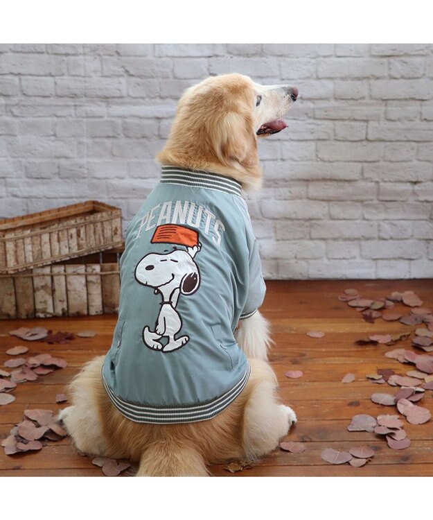 PET PARADISE スヌーピー 遠赤外線 スカジャン 《オリーブグリーン》 中型犬 大型犬 オリーブグリーン