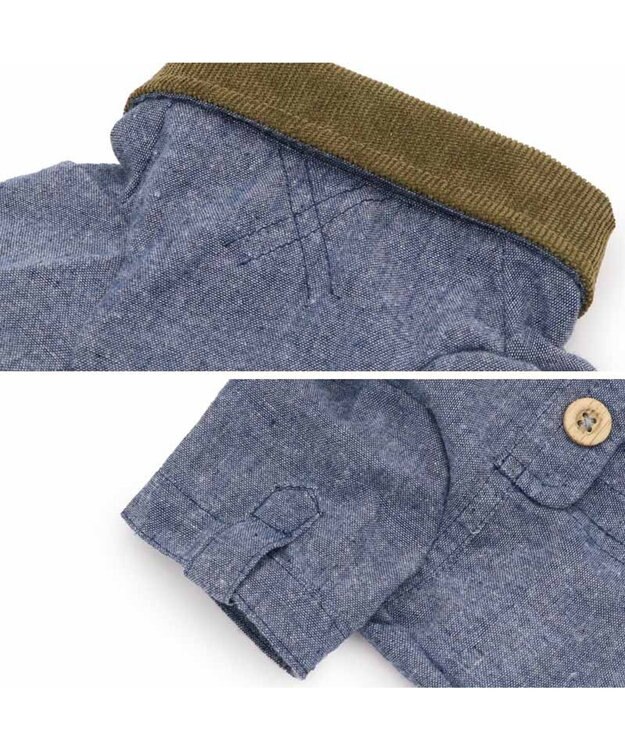 PET PARADISE ペットパラダイス コーデュロイ襟 シャツ 小型犬 ブルー