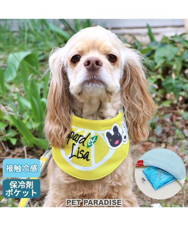 PET PARADISE リサとガスパール レモン柄 クールネック バンダナ《保冷剤付き》【中型犬】 白~オフホワイト
