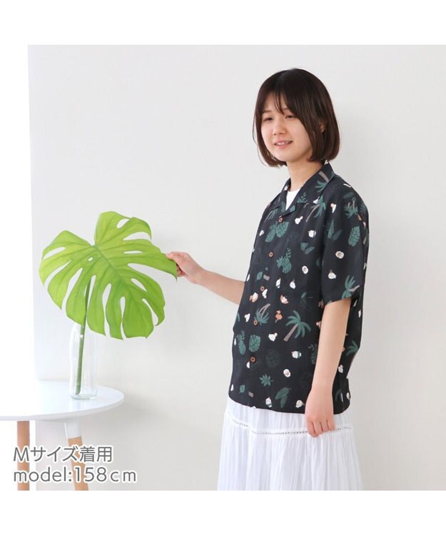 Mother garden しろたん アロハシャツ 半袖 《 駄菓子 / 黒 》 ユニセックス 男女兼用 黒