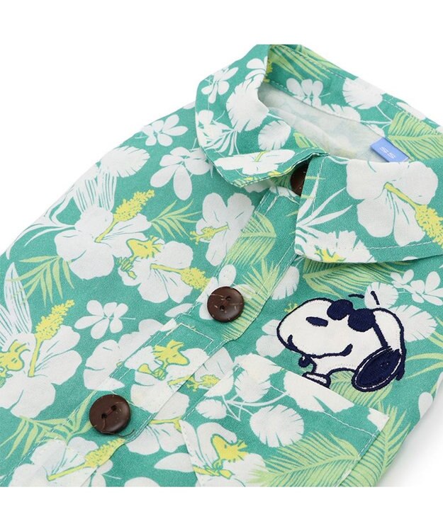 PET PARADISE スヌーピー 背中開き アロハシャツ 小型犬 グリーン
