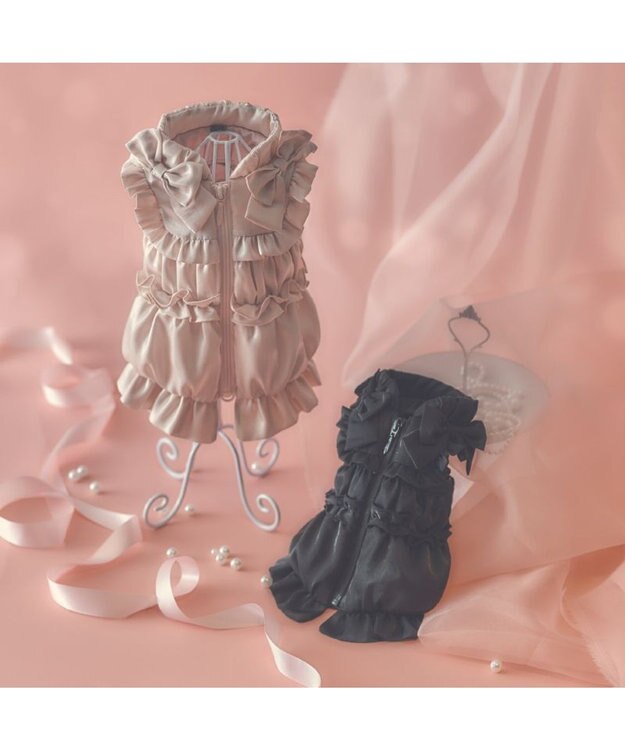 PET PARADISE cherircouture リボン ギャザーベスト 《ピンク》 小型犬 ピンク
