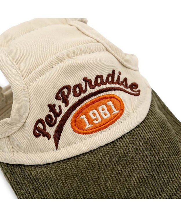 PET PARADISE ペットパラダイス コーデュロイ ロゴキャップ 4S～3S/SS～S ベージュ×カーキ
