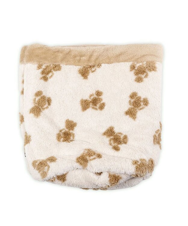 PET PARADISE ペットパラダイス くまちゃん織り 遠赤外線  筒型 寝袋   Ｓ ホワイト×ブラウン