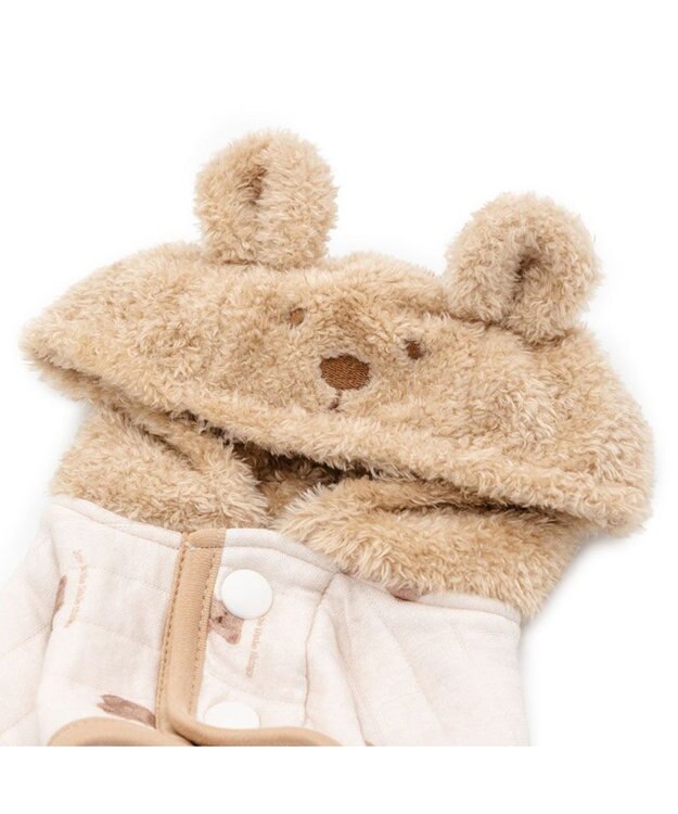 PET PARADISE ペットパラダイス くまちゃん ふわりとキルト ポンチョ 小型犬 ホワイト×ブラウン