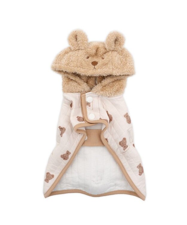 PET PARADISE ペットパラダイス くまちゃん ふわりとキルト ポンチョ 小型犬 ホワイト×ブラウン