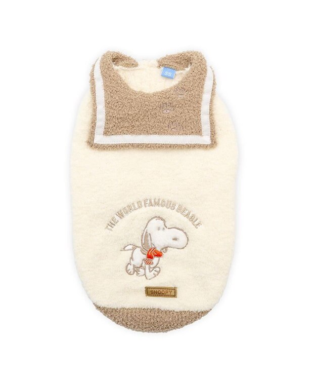 PET PARADISE スヌーピー 遠赤外線 セーラーニット お散歩柄 中型犬 ホワイト×ブラウン