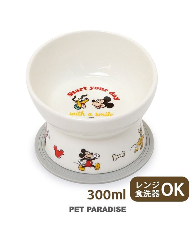 PET PARADISE ディズニー ミッキーマウス 高さのある フードボウル 白～オフホワイト