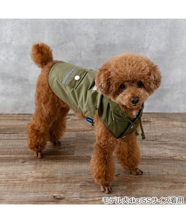 PET PARADISE J.PRESS 撥水 フード付きベスト 小型犬 カーキ