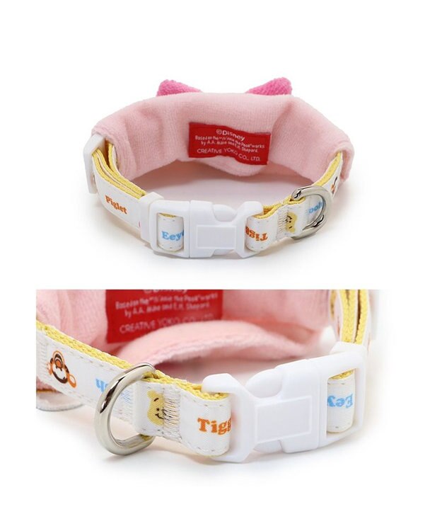 PET PARADISE ディズニー くまのプーさん 《ピグレット にこにこ》 首輪 3S  小型犬 ピンク