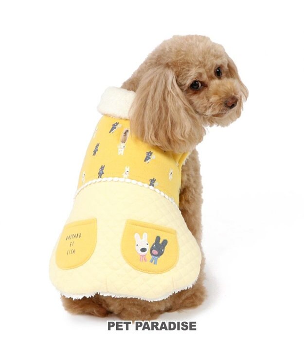 PET PARADISE 犬 服 秋冬 リサとガスパール 綿入り ベスト 【小型犬】 切替ポケット 黄