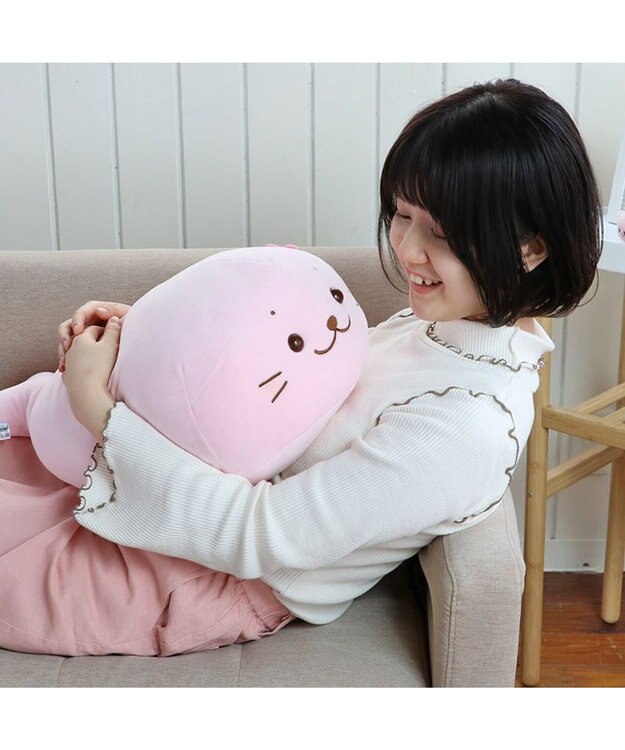 Mother garden しろたん 桜色 ふわもち 抱き枕 ぬいぐるみ 小 55cm -