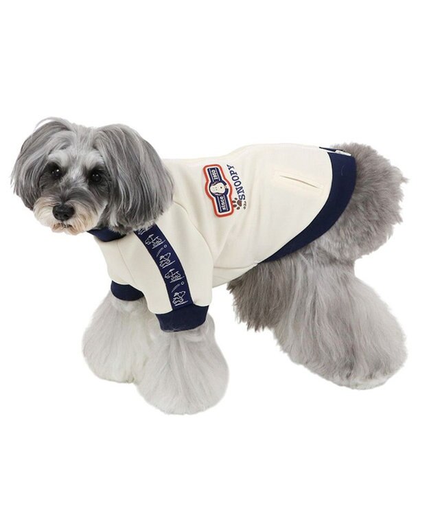 PET PARADISE スヌーピー トラックジップ トレーナー 小型犬 ホワイト×ネイビー