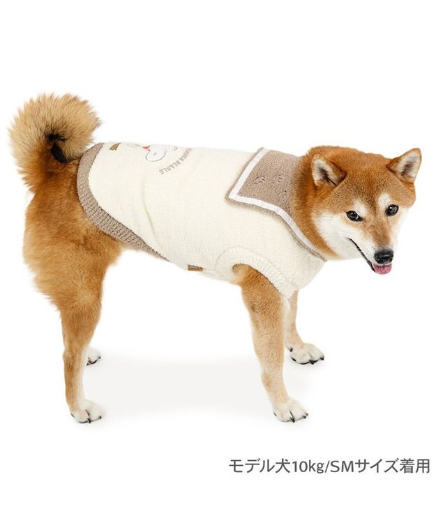 PET PARADISE スヌーピー 遠赤外線 セーラーニット お散歩柄 中型犬 ホワイト×ブラウン