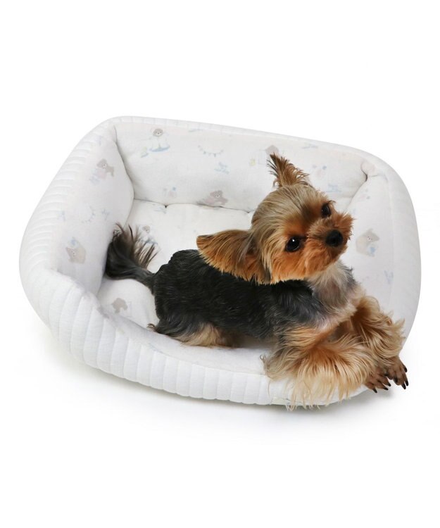 PET PARADISE 犬 ベッド キルト カドラーベッド (57×45cm) 《グレージュ/ ピンク /ホワイト》 ホワイト