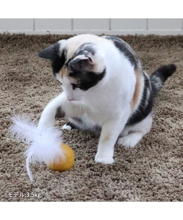 PET PARADISE ペットパラダイス 猫 羊毛ボール 羽付き 【単品】 マスタード