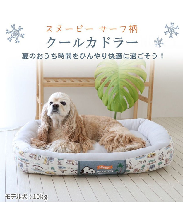 PET PARADISE スヌーピーサーフ柄 クール カドラーベッド(78×56cm) グレー