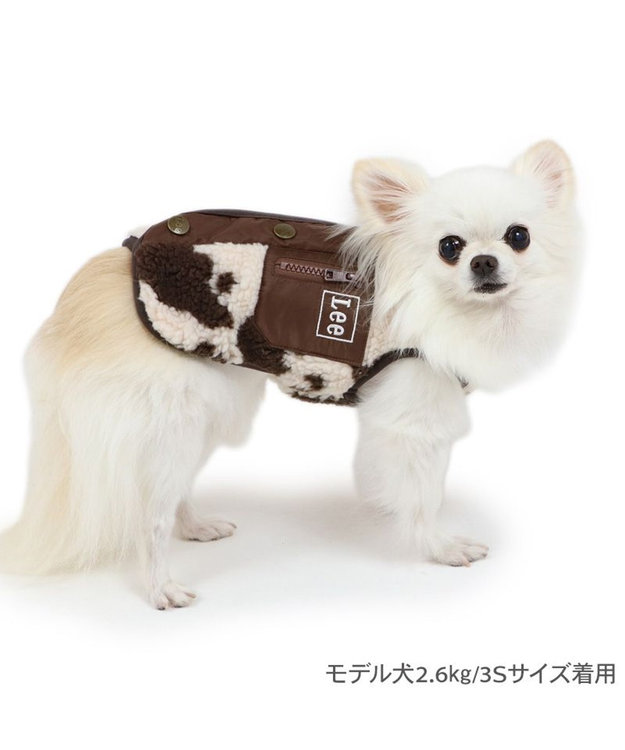 NEDさま 専用ページ♡♡ Lee 牛柄 背中開きボアベスト 《 白茶》 小型犬 / PET PARADISE