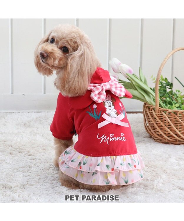 PET PARADISE 犬の服 犬 ディズニー ミニーマウス パーカー 【小型犬】 チューリップ 赤
