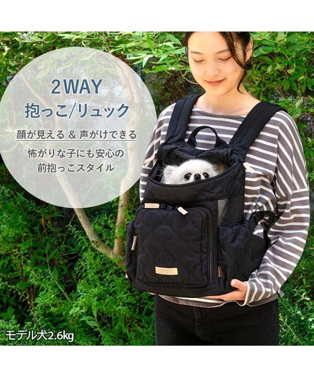 PET PARADISE ペットパラダイス ナチュラル キルティング ハグ＆リュック S 超小型犬 ブラック