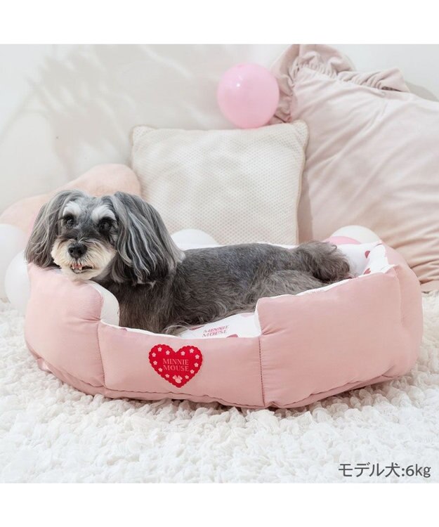 PET PARADISE ディズニー ミニーマウス クールカドラー 《ハート柄》 Ｍ ホワイト×ピンク