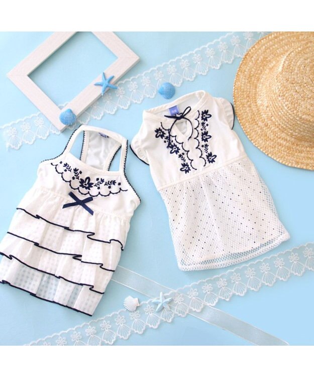 PET PARADISE ペットパラダイス エコメイド 天竺 刺繍キャミソール 小型犬 ホワイト