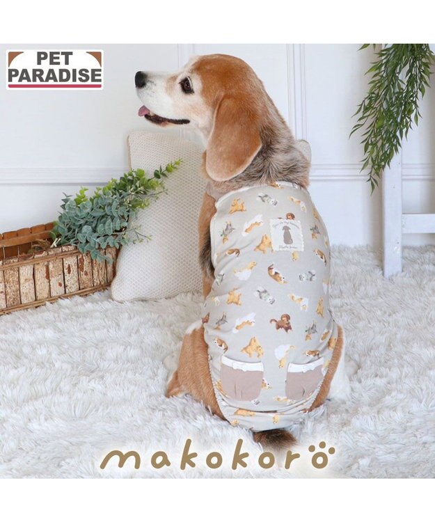 PET PARADISE ペットパラダイス makokoro マナーオール 《犬柄》 中型犬 グレイッシュベージュ