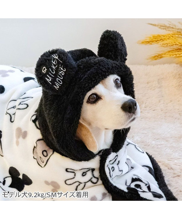 PET PARADISE ディズニー ミッキーマウス 白黒 着る毛布 中型犬 ホワイト×ブラック