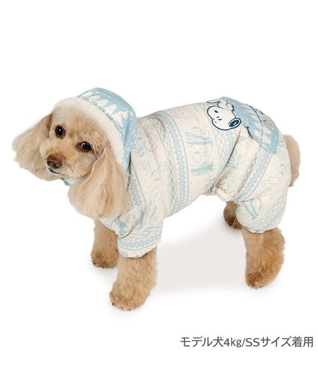 PET PARADISE スヌーピー 遠赤外線 ウインターオール  小型犬 ホワイト×ブルー