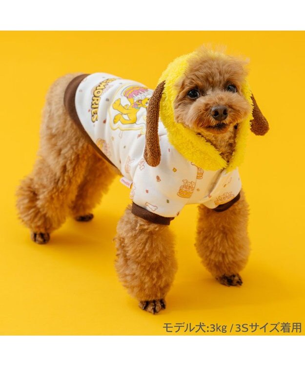PET PARADISE ディズニー ミッキーマウス&プルート パーカー 《ケーキ柄》 小型犬 ホワイト×ブラウン