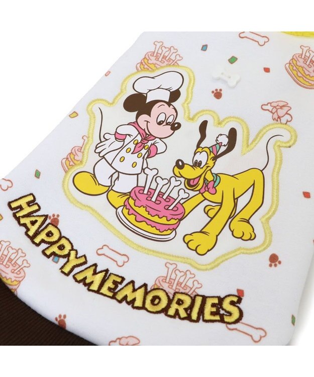 PET PARADISE ディズニー ミッキーマウス＆プルート パーカー 《ケーキ柄》 小型犬 ホワイト×ブラウン