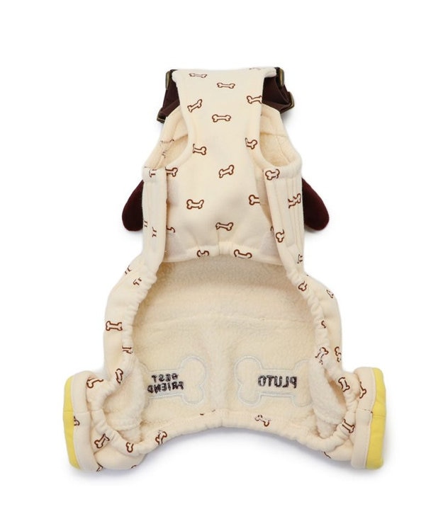 PET PARADISE ディズニー プルート 顔 オーバーオール  小型犬 ベージュ