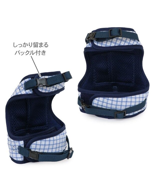 PET PARADISE J.PRESS クールベスト ハーネス 《チェック柄》 ３Ｓ 小型犬 ホワイト×ブルー