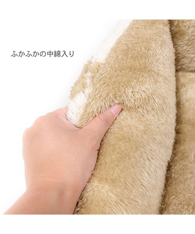 PET PARADISE ペットパラダイス くまちゃん織り 遠赤外線  四角 カドラー  Ｓ ホワイト×ブラウン