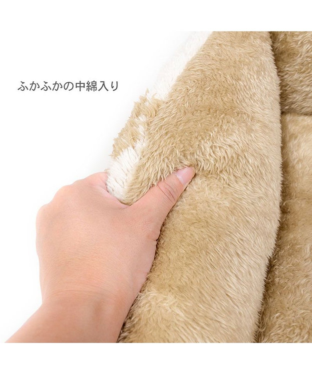 PET PARADISE ペットパラダイス くまちゃん織り 遠赤外線  四角 カドラー  S ホワイト×ブラウン
