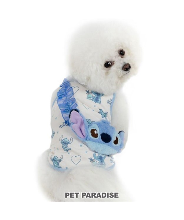 PET PARADISE ディズニー スティッチ マスコット付き タンクトップ 小型犬 ホワイト×ライトブルー