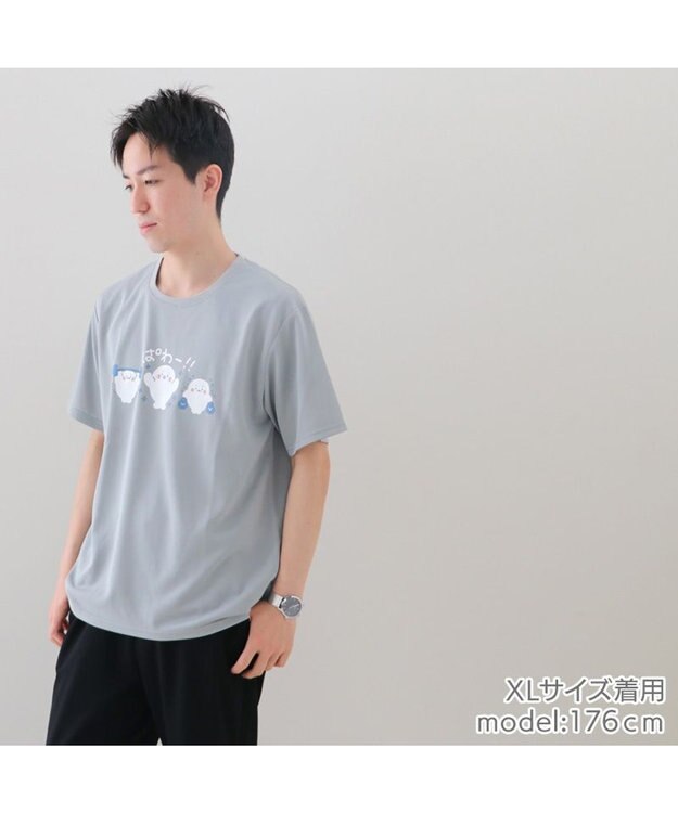 しろたん ドライ ぱわー柄 Tシャツ 半袖 《灰色》 吸水速乾加工