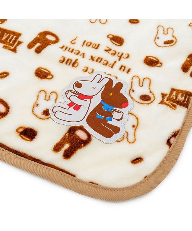 PET PARADISE リサとガスパール ブランケット 《カフェ柄》 ホワイト×ブラウン