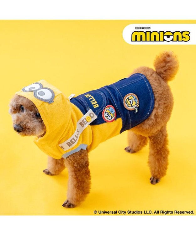 PET PARADISE ミニオン オーバーオール 風 ワッペン パーカー 小型犬 イエロー